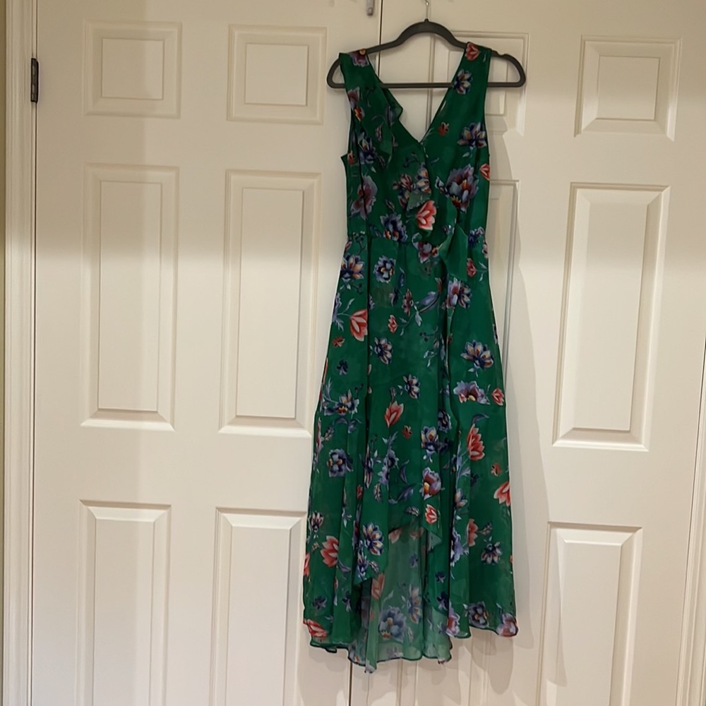 Green hi low dressy midi dress